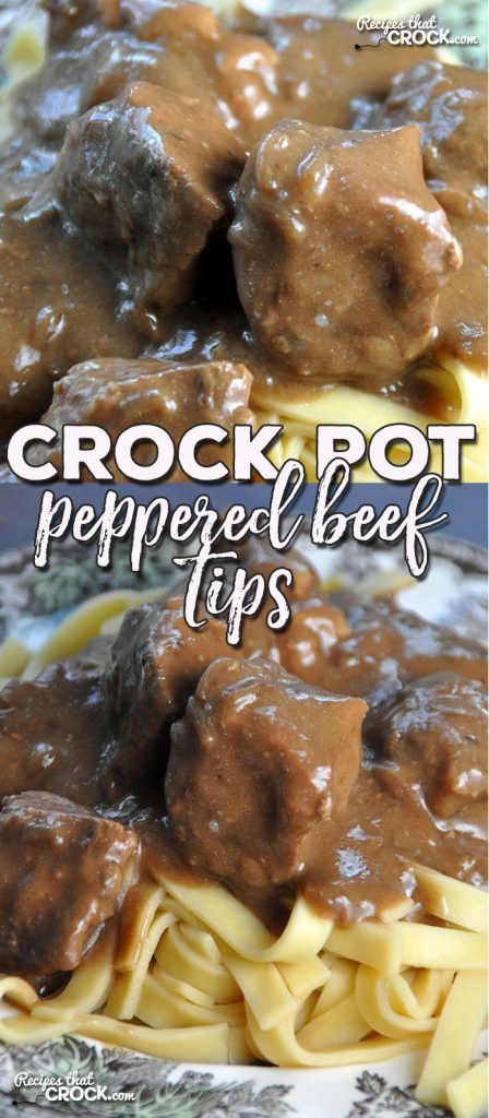 This Easy Crock Pot Peppered Beef Tips recipe is so easy to put together and will have everyone asking for more! What more could you ask for?!
