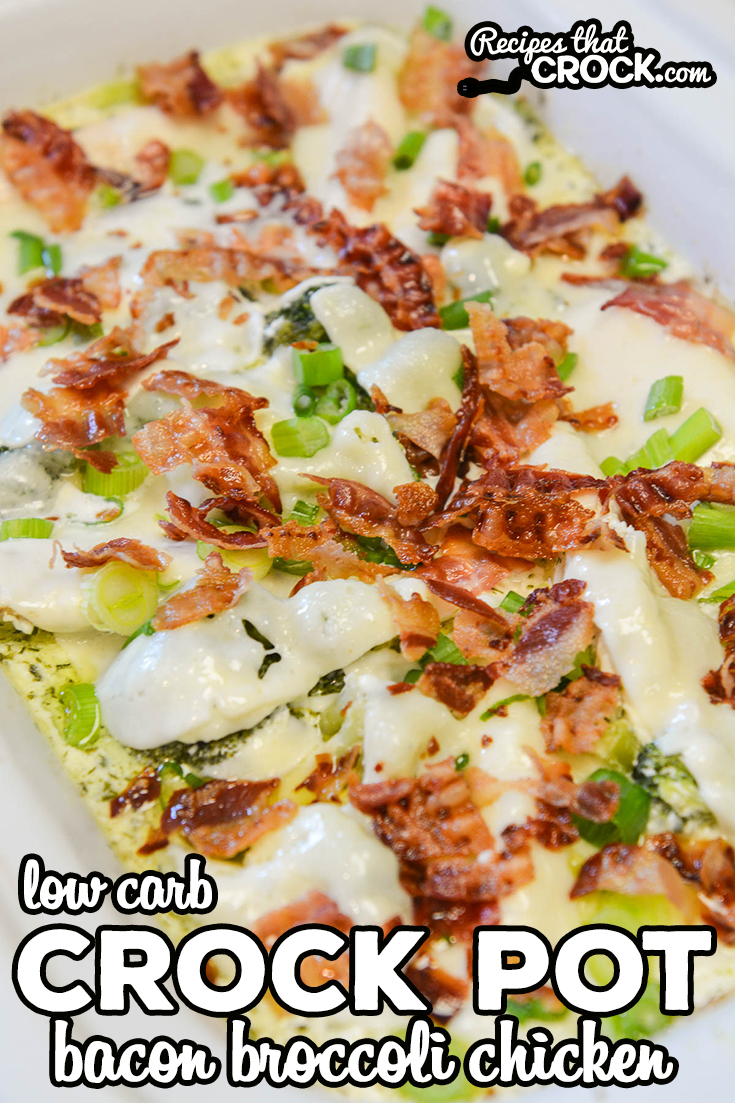 Do you love bacon? Our Crock Pot Bacon Broccoli Chicken Recipe is one of our favorite ways to cook up chicken and if you are eating low carb, this dish only has 2.4 Net Carbs per serving! via @recipescrock