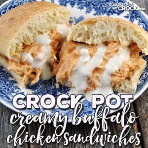These Crock Pot Creamy Buffalo Chicken Sandwiches take your regular buffalo chicken sandwich to a different level! Oh. My. Yum.