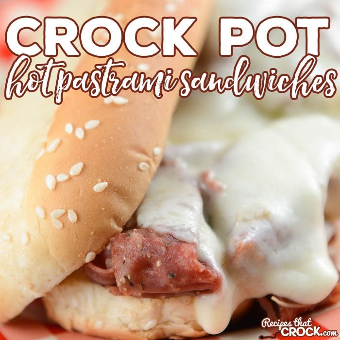 Crock Pot Hot Pastrami Sandwiches are great for a deliciously savory meal or to share at a potluck or serve while tailgating.