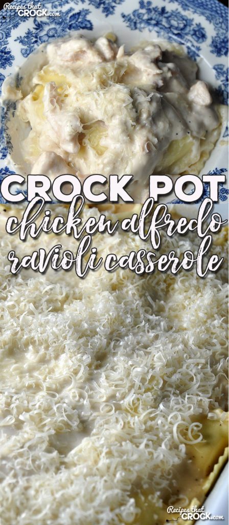 If you are looking for an easy recipe that kids and grown ups alike will love, this Crock Pot Chicken Alfredo Ravioli Casserole recipe is for you! Yum!