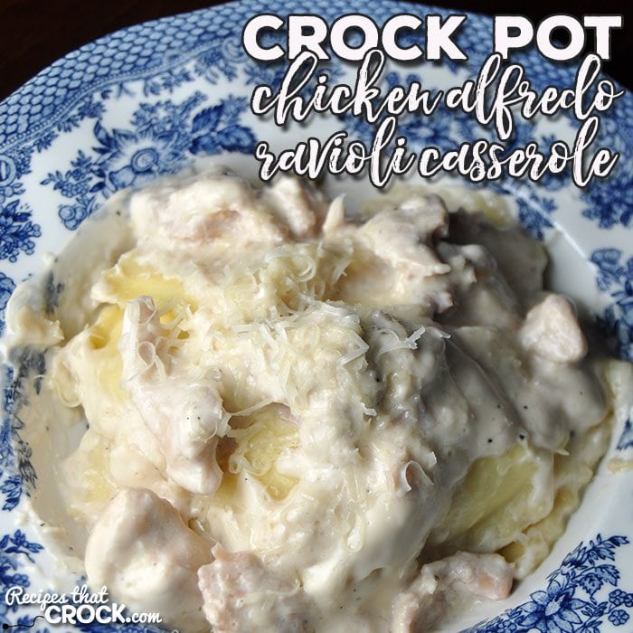 If you are looking for an easy recipe that kids and grown ups alike will love, this Crock Pot Chicken Alfredo Ravioli Casserole recipe is for you! Yum!