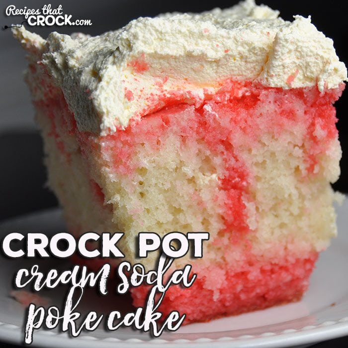 Do you love a good poke cake? I took one of my favorite childhood recipes and converted it to this Crock Pot Cream Soda Poke Cake. Yum!