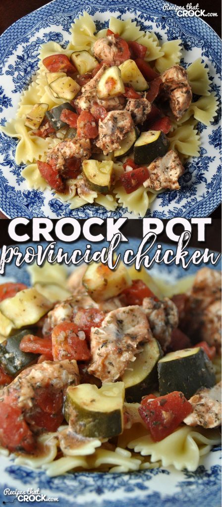 If you want an easy recipe to fill your family up, don't miss this Crock Pot Provincial Chicken. It is super easy and incredibly delicious!