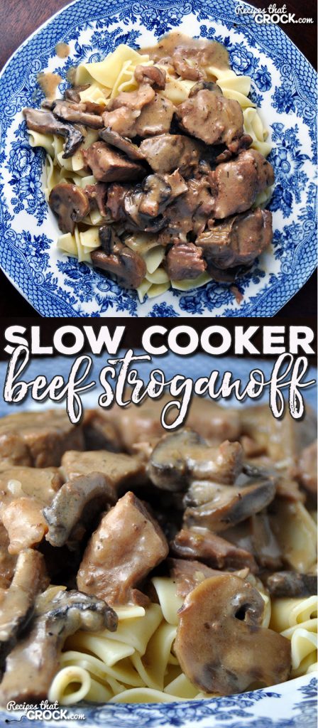 If you love a delicious meal that will fill you up and everyone will love, you have to try this Slow Cooker Beef Stroganoff! Yummy!