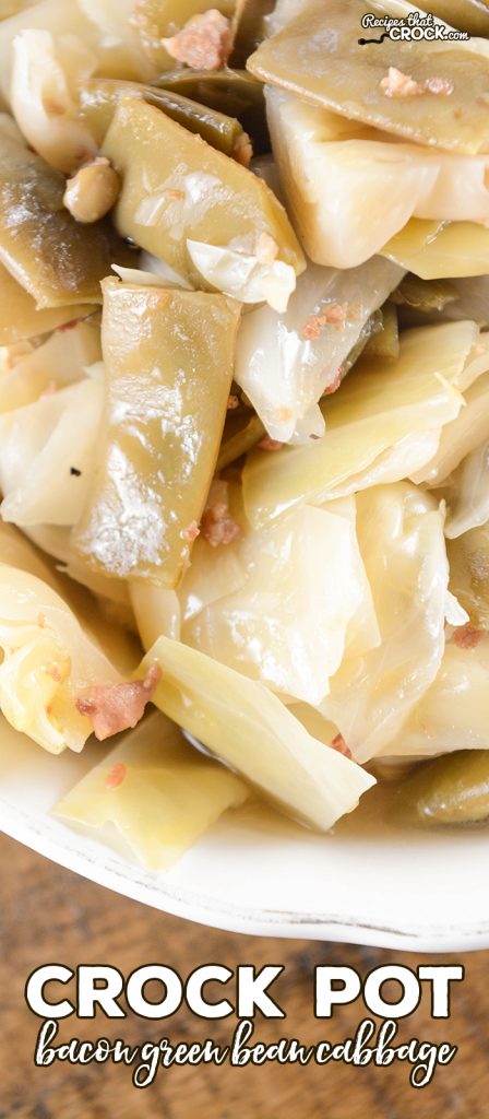 This crock pot side dish recipe is great for a potluck or family dinner. Crock Pot Bacon Green Bean Cabbage has that flavor that reminds me of the old fashioned side dishes grandma used to make. You won't believe how easy it is to throw together! Bonus: It is a great low carb side dish too!