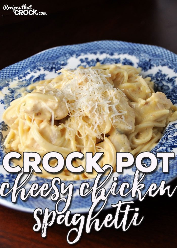 Do you want a recipe that kids and adults alike will love? This easy recipe of Crock Pot Cheesy Chicken Spaghetti is the answer to your prayers! Yum!