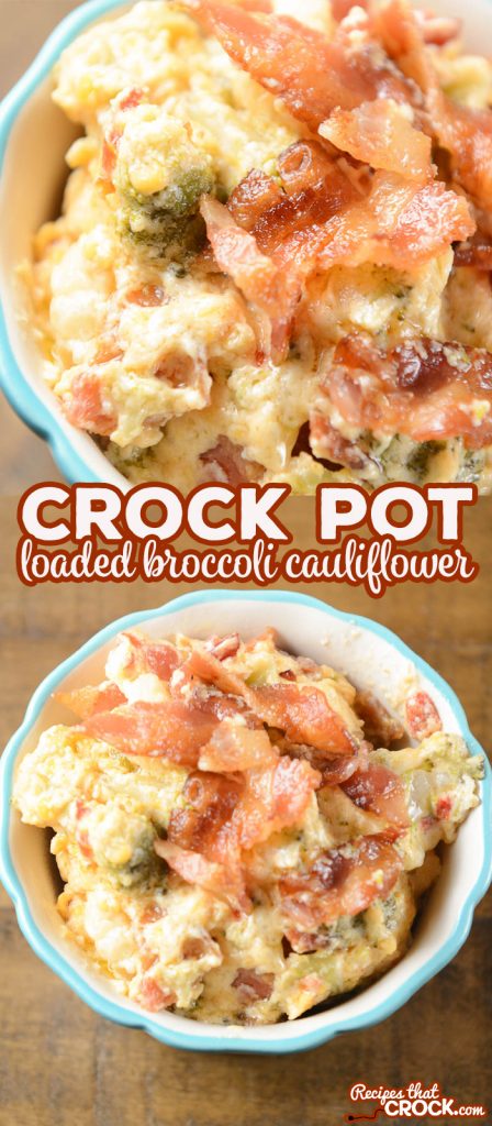 Are you looking for a delicious side dish that you can throw in your slow cooker for a special family dinner or holiday dish? Our Crock Pot Loaded Broccoli Cauliflower is a creamy, cheesy casserole that everyone loves and it just so happens to be low carb too!