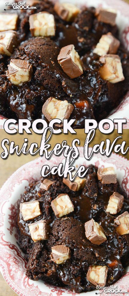 You know those recipes that have everyone talking at a potluck? This Crock Pot Snickers Lava Cake is exactly that! Everyone will want the recipe!