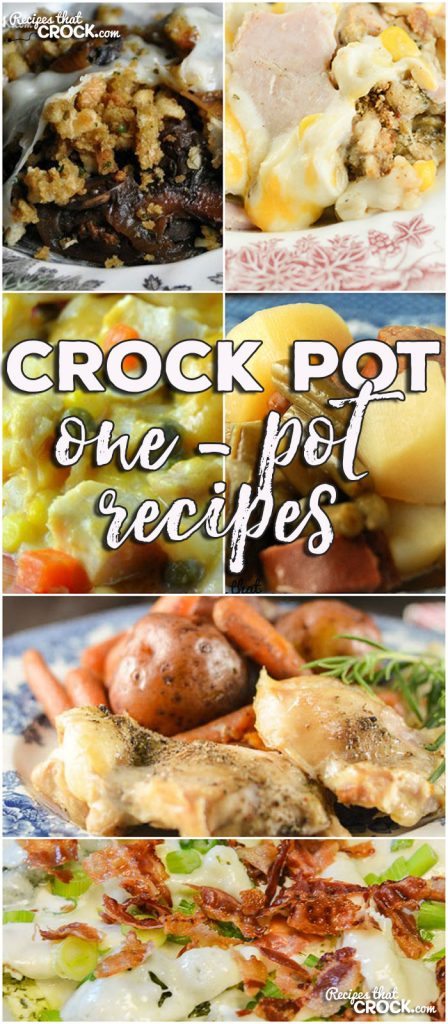 This week for our Friday Favorites we have some yummy One-Pot Crock Pot Recipes like One Pot Crock Pot Chicken Dinner, Crock Pot Bacon Broccoli Chicken, Crock Pot Sausage, Green Beans and Potatoes, Crock Pot French Onion Beef Casserole, Crock Pot One-Pot Chicken Casserole and Crock Pot Farmers Pie.