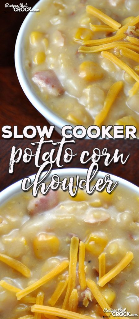 Easy, hearty and delicious. Those three words are the perfect description of this amazing Slow Cooker Potato Corn Chowder! Yum!