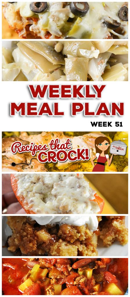 This week's weekly menu features Crock Pot Mississippi Chicken Thighs,ย Crock Pot Spaghetti Squash and Cheese,ย Slow Cooker Ranch Pork Chops,ย Crock Pot Broccoli Cauliflower Casserole,ย Crock Pot Hamburger Soup,ย Easyย Crock Pot Maple Whiskey Ribs, Crock Pot Bacon Green Bean Cabbage,ย Crock Pot Pizza Bake,ย Crock Pot Mini Cream Cheese Stuffed Peppers, Slow Cooker Pumpkin Butter andย Crock Pot Apple Coffee Cake.