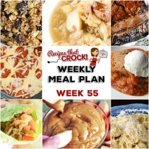 This week's weekly menu features Crock Pot Creamy Italian Chicken Noodles, Crock Pot Creamy Italian Chicken Noodles, Crock Pot Polish Sausage Cabbage Soup, Crock Pot Lettuce Wraps, Crock Pot Pizza with Mac and Cheese Crust, Crock Pot Cream Cheese Caramel Dip, Crock Pot Apple Granola Breakfast and Slow Cooker Pumpkin Spoon Cake.