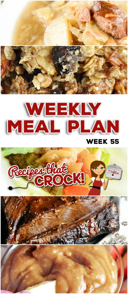 This week's weekly menu features Crock Pot Creamy Italian Chicken Noodles,ย Crock Pot Creamy Italian Chicken Noodles,ย Crock Pot Polish Sausage Cabbage Soup,ย Crock Pot Lettuce Wraps,ย Crock Pot Pizza with Mac and Cheese Crust,ย Crock Pot Cream Cheese Caramel Dip,ย Crock Pot Apple Granola Breakfast and Slow Cooker Pumpkin Spoon Cake.