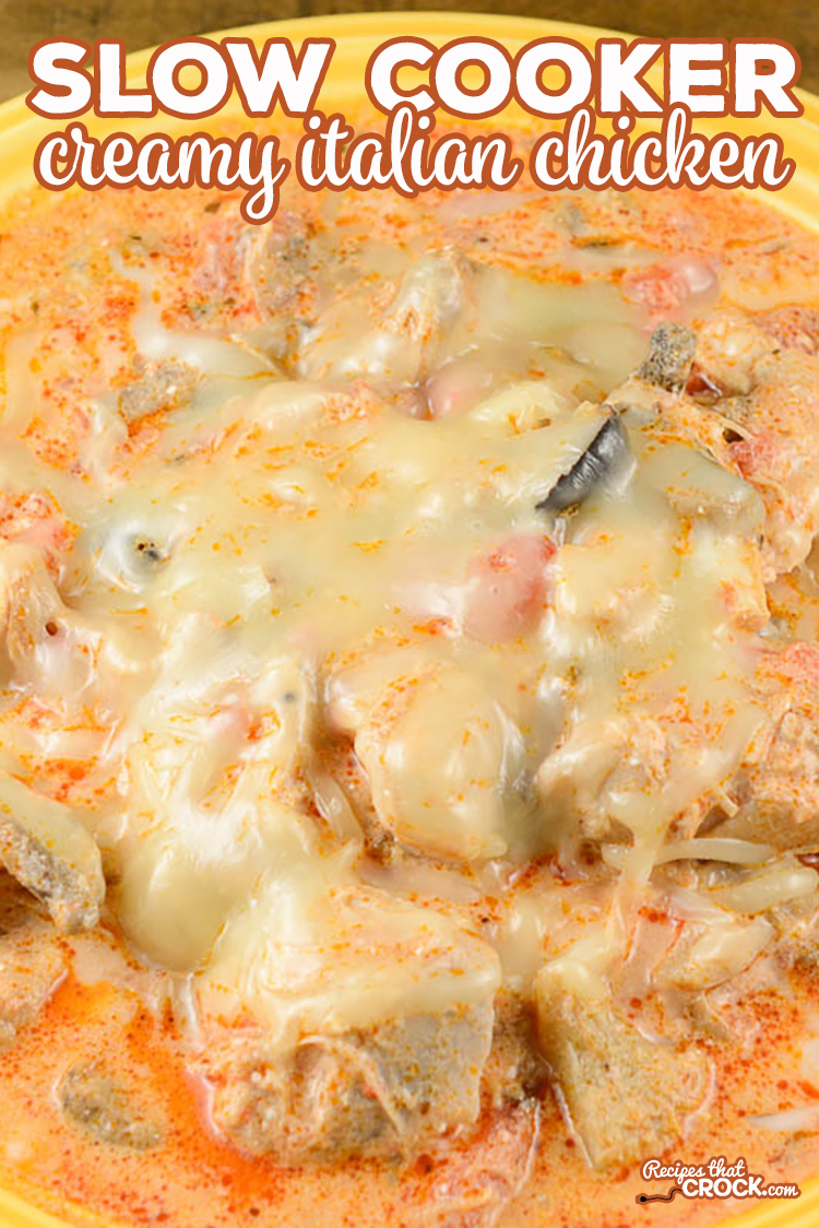 Slow Cooker Creamy Italian Chicken is a quick and easy crock pot recipe is a great all-day slow cooker recipe that tastes amazing! #LowCarb #CrockPot #Chicken