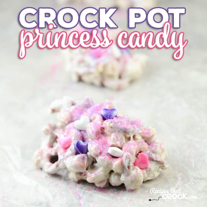 Our Princess Crock Pot Candy is a fun treat to make with the kids in the kitchen. It is super simple to throw together and the kiddos love decorating their own candy creations. It is a perfect treat and activity for birthdays or holidays!
