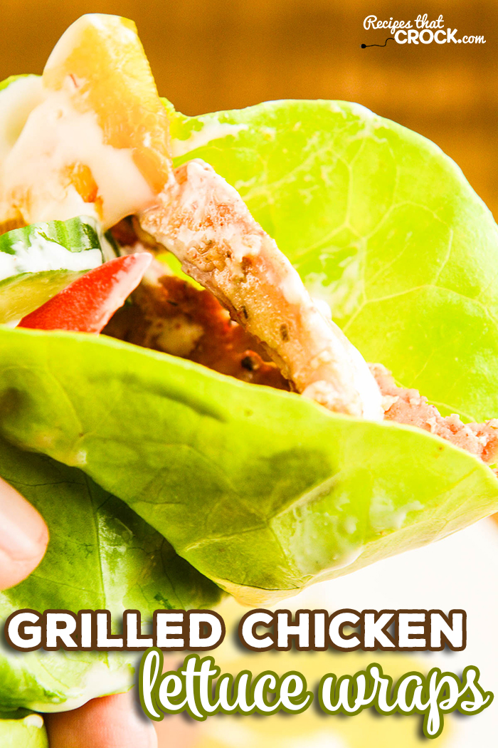 These chicken lettuce wraps are a quick and easy way to make a grilled chicken dinner and enjoy some fresh veggies! This is one of a handful of non-crockpot recipes that readers have been asking us to share. It is a great low carb recipe that is super simple to make at home or even while camping on the go! #Chicken #LowCarb