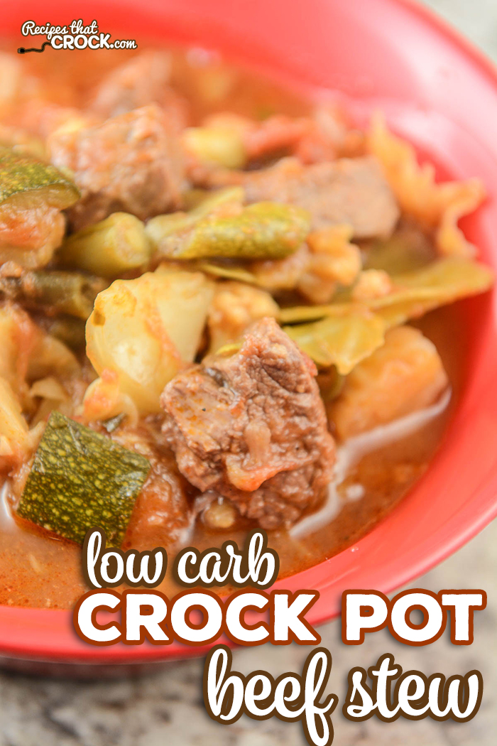 Are you eating low carb and missing beef stew? Our Slow Cooker Beef Stew (Low Carb) Recipe is so good even the carb lovers at your table will love it! #CrockPot #LowCarb #ComfortFood #Beef