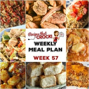 This week's weekly menu features Crock Pot Mississippi Whole Chicken,  Crock Pot Taco Joes, Crock Pot Unstuffed Cabbage Soup, Bacon Ranch Meatloaf, Crock Pot Pizza Tater Tot Casserole, Crock Pot Roasted Cajun Pecans, Crock Pot Apple Crumble Cobbler and Savory Crock Pot Breakfast Casserole.