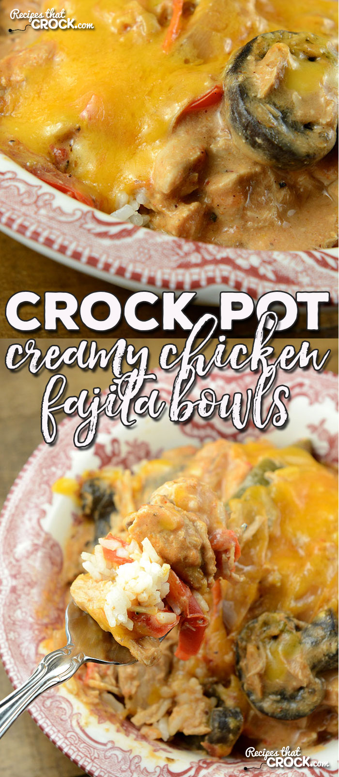 Do you love fajitas? Then you don't want to miss this recipe for Crock Pot Creamy Chicken Fajita Bowls! They are absolutely delicious!