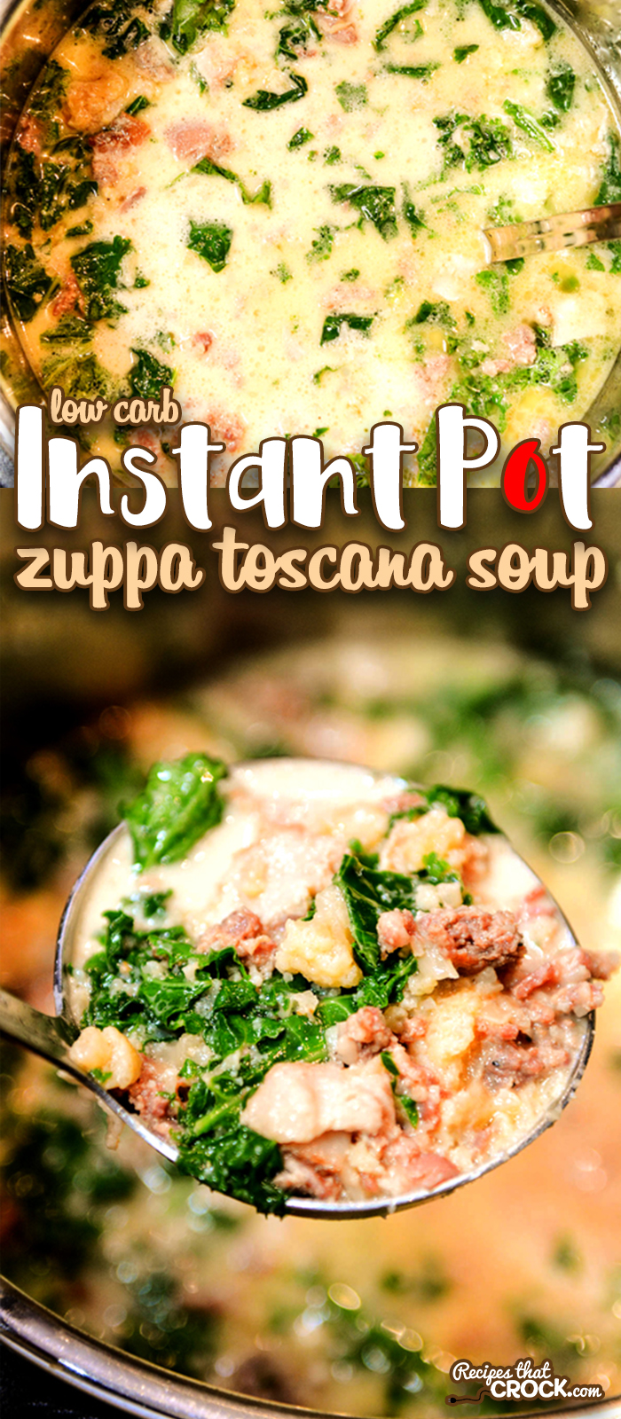 Do you LOVE our Crock Pot Zuppa Toscana Soup as much as we do? Our electric pressure cooker version is just as good and ready in a fraction of the time! Our Instant Pot Zuppa Toscana Soup can be made with traditional ingredients or easily adapted as a low carb recipe. #Ad #RecycleYourCartons#Crockpot #Soup #InstantPot #ElectricPressureCooker #lowcarb #lchf