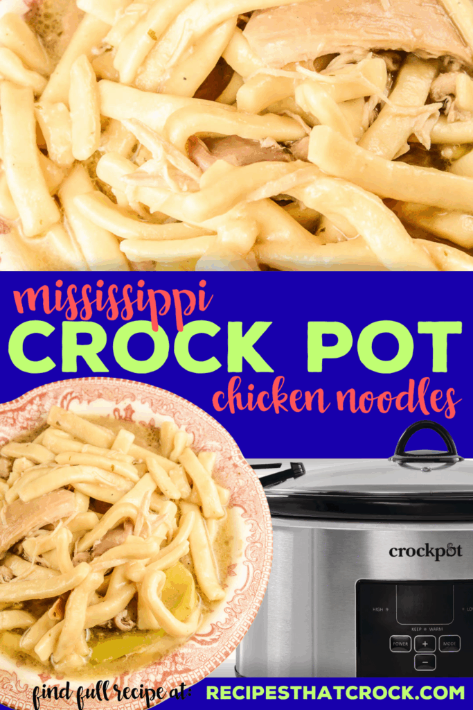 Our Crock Pot Mississippi Chicken Noodles combines two of our favorite recipes to serve up the ultimate comfort food for your family dinner. Tender chicken cooked in those beloved Mississippi flavors of brown gravy, ranch and pepperoncini with the perfect egg noodles make the classic chicken and noodles dish slow cookers are known for something even more special! Perfect for the holidays or a weeknight family dinner treat!