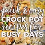 This list of delicious Quick and Easy Crock Pot Recipes for Busy Days has a little bit of everything, so you should be able to find something to suit your fancy!