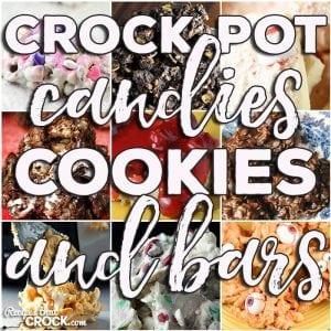 This week for our Friday Favorites we have some awesome Crock Pot Candies, Cookies & Bars like Crock Pot Cherry Cheesecake Bars, Princess Crock Pot Candy, Crock Pot Rice Krispy Treats, Crock Pot Peppermint Bark, Crock Pot Salty Sweet Crunchy Goodness, Crock Pot Magic Bars, Crock Pot Monster Munch, Peanut Cluster Crock Pot Candy, Slow Cooker Bunch of Crunch Candy, Crock Pot Triple White Chocolate Fantasy, Crock Pot Magic Turtle Bars, Crock Pot No Bake Cookies and Crock Pot Rock Road Candy!