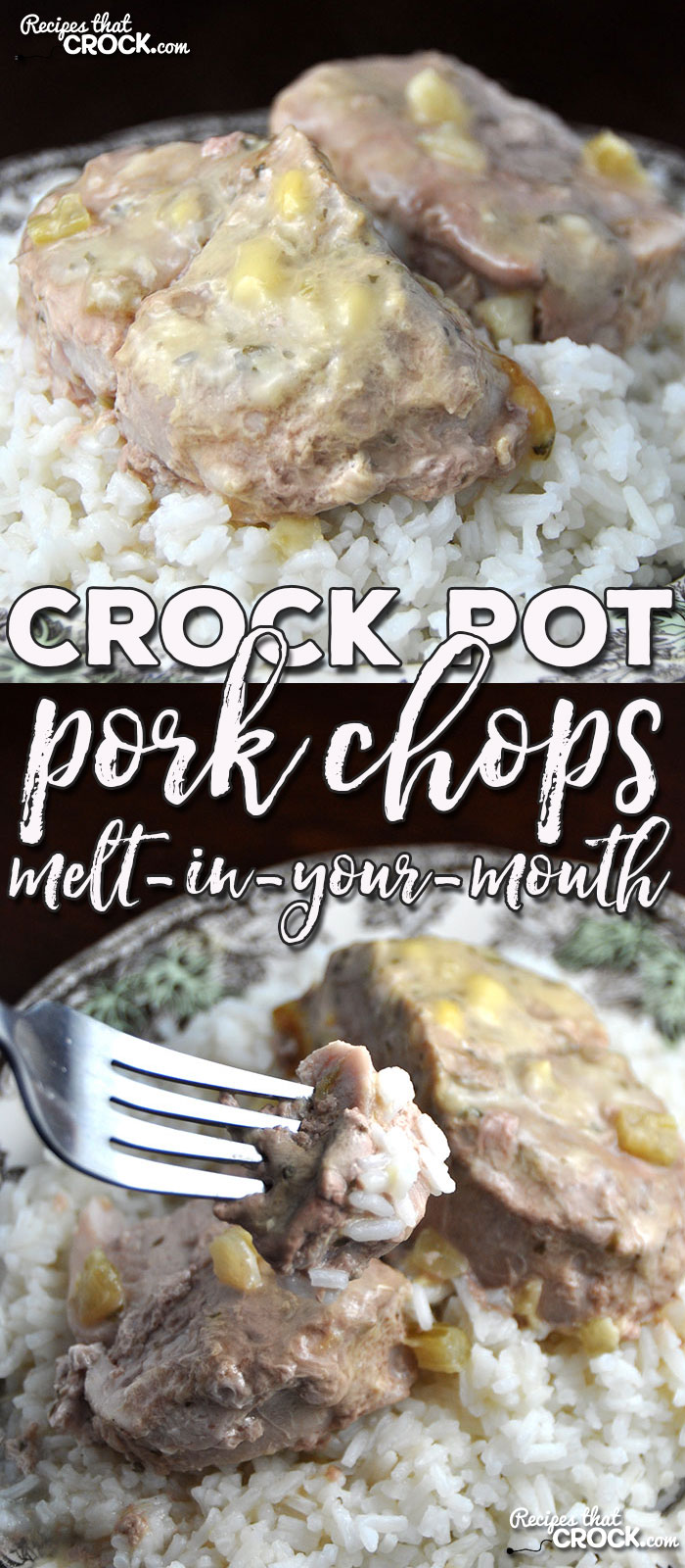 This Crock Pot Pork Chops - Melt In Your Mouth recipe is sure to be a winner. It is super easy, delicious and the pork truly does melt in your mouth!