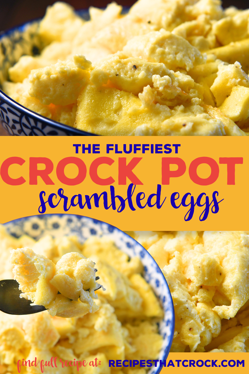 Need an easy way to make scrambled eggs for a crowd? Our Crock Pot Scrambled Eggs Recipe makes the fluffiest flavorful scrambled eggs and your slow cooker does all the work! This recipe is perfect for holiday breakfast or brunch OR to make to reheat for a hot breakfast for the week! Readers regularly call these the best eggs they've had and we agree. This is our go-to tried and true crock pot breakfast recipe on regular rotation!