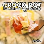 This Crock Pot Ham Tomato Egg Casserole is our go-to breakfast at home and when traveling.This breakfast slow cooker recipe is so easy to throw into the slow cooker and serve up a filling hot breakfast that everyone loves.