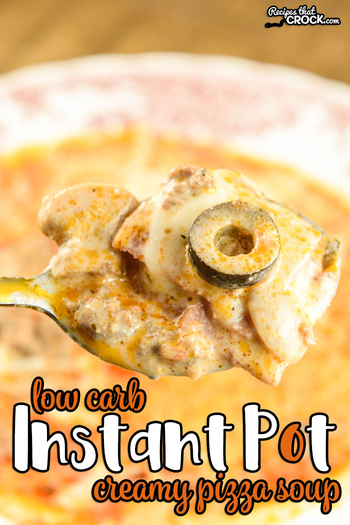 Are you looking for easy instant pot or electric pressure cooker recipes? This Low Carb Instant Pot Creamy Pizza Soup is so easy to toss together and so delicious no one would ever guess it was low carb!