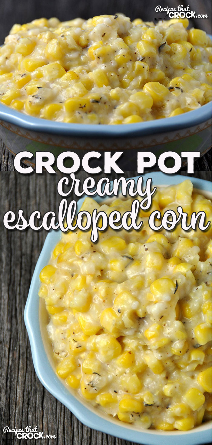 This Creamy Crock Pot Escalloped Corn is easy to make and packed full of flavor! It would be a wonderful addition to your dinner table!ย