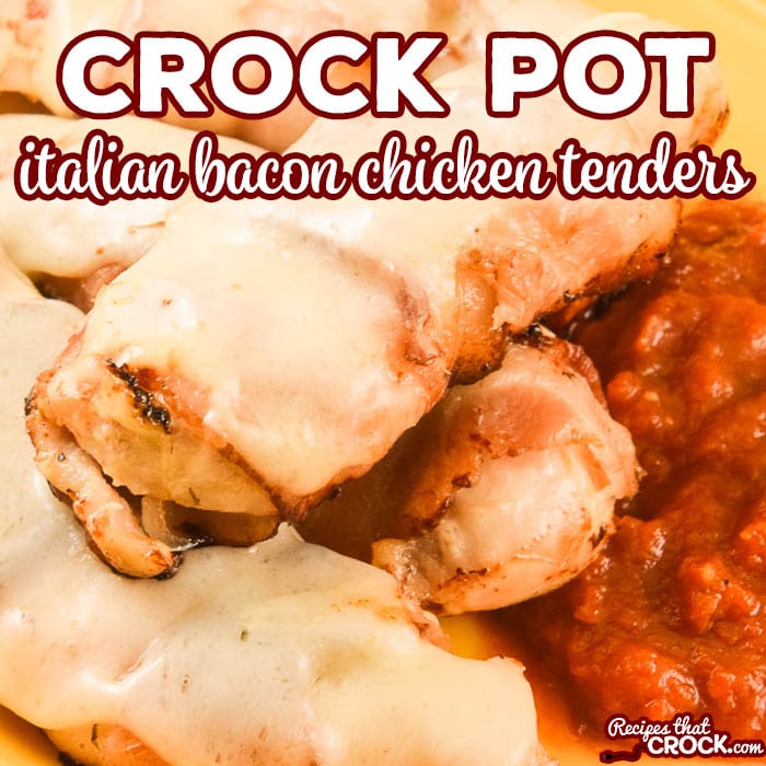 Are you looking for an easy crock pot chicken dish that makes a great family dinner or party appetizer? These Crock Pot Italian Bacon Chicken Tenders are so simple and delicious to make!