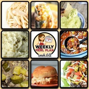 This week's weekly menu features Crock Pot Chicken Noodles, Instant Pot Chicken Noodles, Crock Pot No Boil Mashed Potatoes, Crock Pot Tex Mex Chicken Tacos, Guacamole, Crock Pot Best Ever Beef Stew, Crock Pot Cheeseburger Salad, Crock Pot Hot Turkey Sandwiches, Crock Pot Cowboy Beans, Crock Pot Dilly Roast, Instant Pot Dilly Roast, Crock Pot Creamy Corn, Slow Cooker French Toast Casserole, Princess Crock Pot Candy and Crock Pot Seasoned Crackers