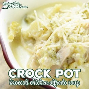 Do you love Chicken Alfredo? Then you HAVE to try this Crock Pot Broccoli Chicken Alfredo Soup. It is the perfect combination of Broccoli Cheese Soup and Chicken Alfredo. Low Carb readers will love this as an alternative to their favorite pasta dish.