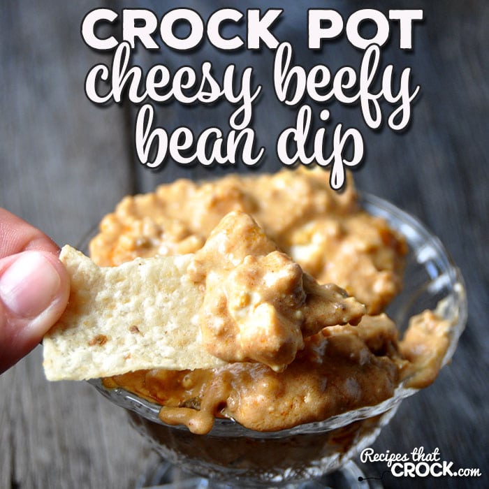This Crock Pot Cheesy Beefy Bean Dip is super simple and can double as a dip or burrito filling! Your friends and family will be asking for this yummy recipe for sure!