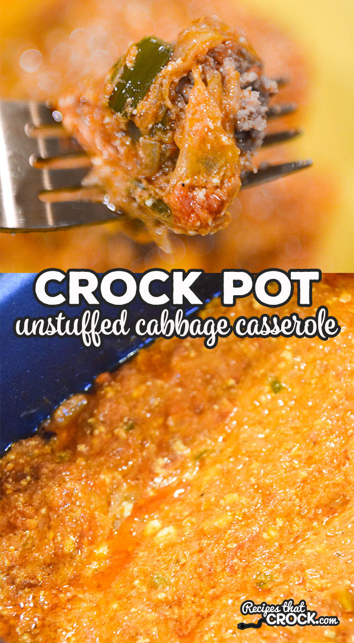 We just LOVE this Crock Pot Unstuffed Cabbage Casserole. You don't have to brown the ground beef ahead of time and it is so easy to throw this one pot meal together for a low carb family dinner.