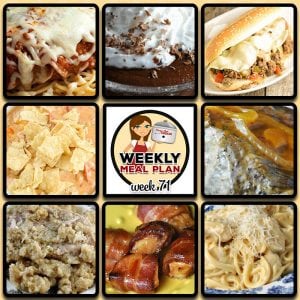 This week's weekly menu features Crock Pot Chicken Parmigiana, Crock Pot Italian Loose Meat Sandwiches, Crock Pot Beefy Cheesy Taco Soup, Golden Crock Pot Roast, Crock Pot Cheesy Chicken Spaghetti, Crock Pot Pork Chop Rice Casserole, Crock Pot Easy Special Pot Roast, Crock Pot Bacon Wrapped Chicken Bites, Crock Pot Chocolate Pudding and Crock Pot Cheesy Ham Hashbrown Casserole.