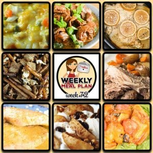 This week's weekly menu features Easy Crock Pot Mongolian Beef, Crock Pot Lemon Pepper Chicken, Crock Pot Cheeseburger Soup, Crock Pot Creole Pork Chops, Crock Pot One-Pot Chicken Casserole, Crock Pot Taco Ravioli Casserole, rock Pot Pork Roast and Veggies, Crock Pot Firecracker Party Mix, Crock Pot Baked Apples and Crock Pot Cheesy Bacon Casserole.