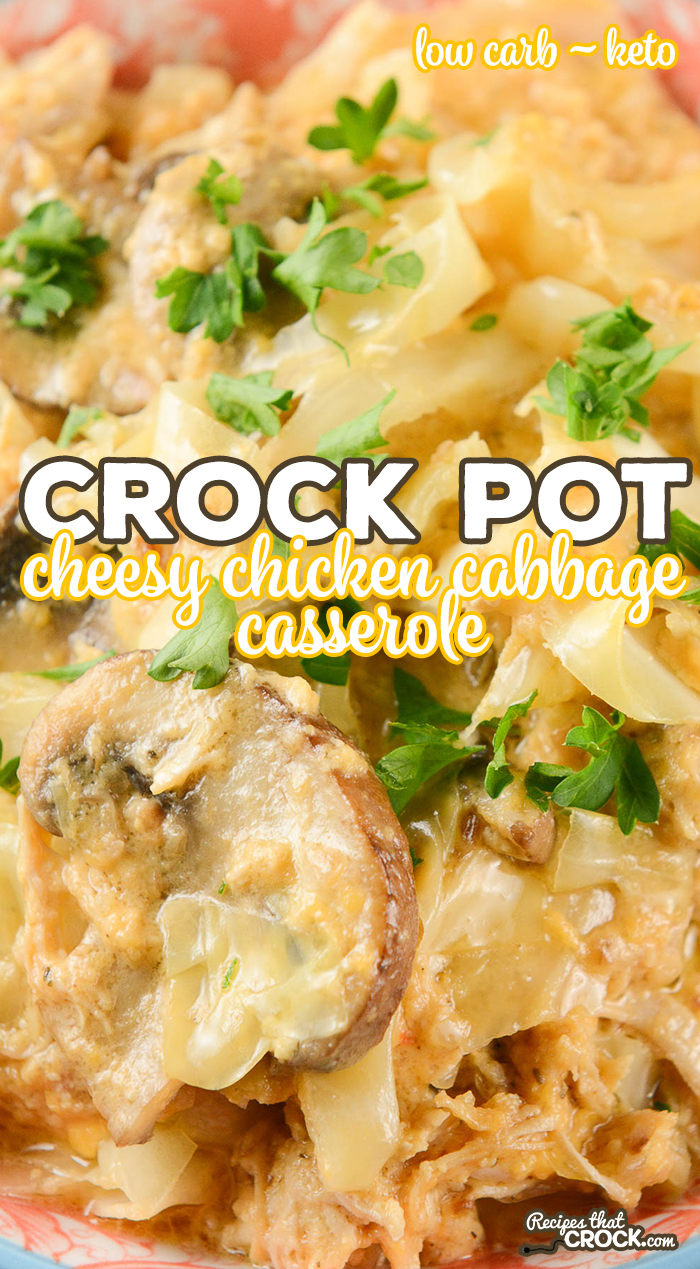 Are you looking for an easy one pot meal? Our Crock Pot Cheesy Chicken Cabbage Casserole is a great go-to family dinner recipe and you'd never know it was low carb! #LowCarb #Keto #LCHF #LowCarbRecipe #CrockPot #Atkins
