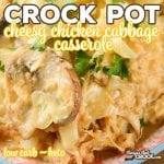 Are you looking for an easy one pot meal? Our Crock Pot Cheesy Chicken Cabbage Casserole is a great go-to family dinner recipe and you'd never know it was low carb! #LowCarb #Keto #LCHF #LowCarbRecipe #CrockPot #Atkins
