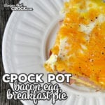 If you are looking for a delicious breakfast recipe, look no further! This Crock Pot Bacon Egg Breakfast Pie is yummy and easy to make!