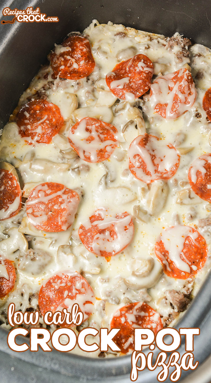 Are you looking for an easy crock pot pizza recipe? We love this recipe for Crock Pot Pizza with a low carb option! We make it all the time.