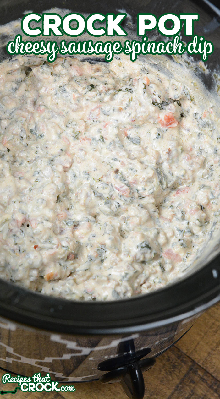 Are you looking for a delicious crock pot party dip? This Crock Pot Cheesy Sausage Spinach Dip is a yummy twist on traditional sausage cheese dip and it is low carb too!