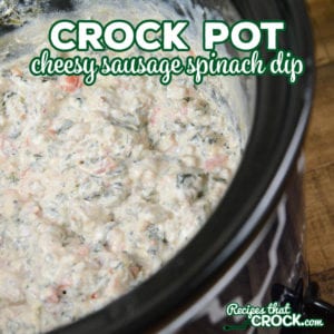 Are you looking for a delicious crock pot party dip? This Crock Pot Cheesy Sausage Spinach Dip is a yummy twist on traditional sausage cheese dip and it is low carb too!