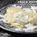 Thisย Crock Pot Parmesan Scalloped Potatoes recipe takes your normal scalloped potatoes to the next level with some yummy Parmesan!