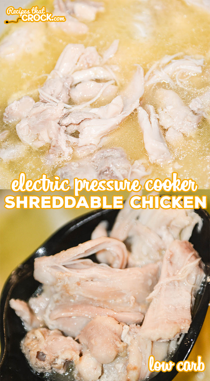 Are you looking for a quick and easy way to make shreddable chicken for sandwiches, salads, tacos and wraps? Our Electric Pressure Cooker Chicken is super simple, flavorful and low carb!