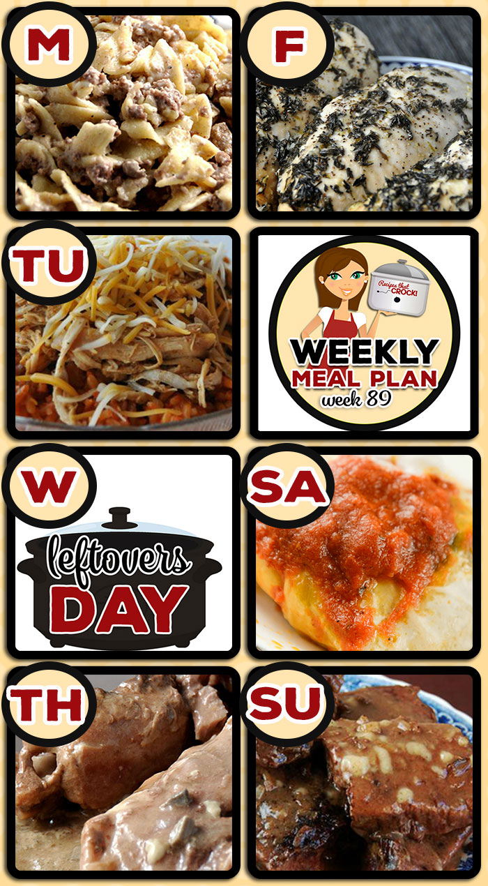 This week's weekly menu featuresย Crock Pot Hamburger Stroganoff, Crock Pot Taco Chicken Bowls,ย Crock Pot White Chicken Chili,ย Slow Cooker Pork Steak with Gravy,ย Crock Pot Honey Lime Chicken,ย Crock Pot Cabbage Rolls,ย Easy Crock Pot Round Steak,ย Crock Pot Brownie S'mores,ย Crock Pot Ranch Corn Chips andย Crock Pot Banana Bread.