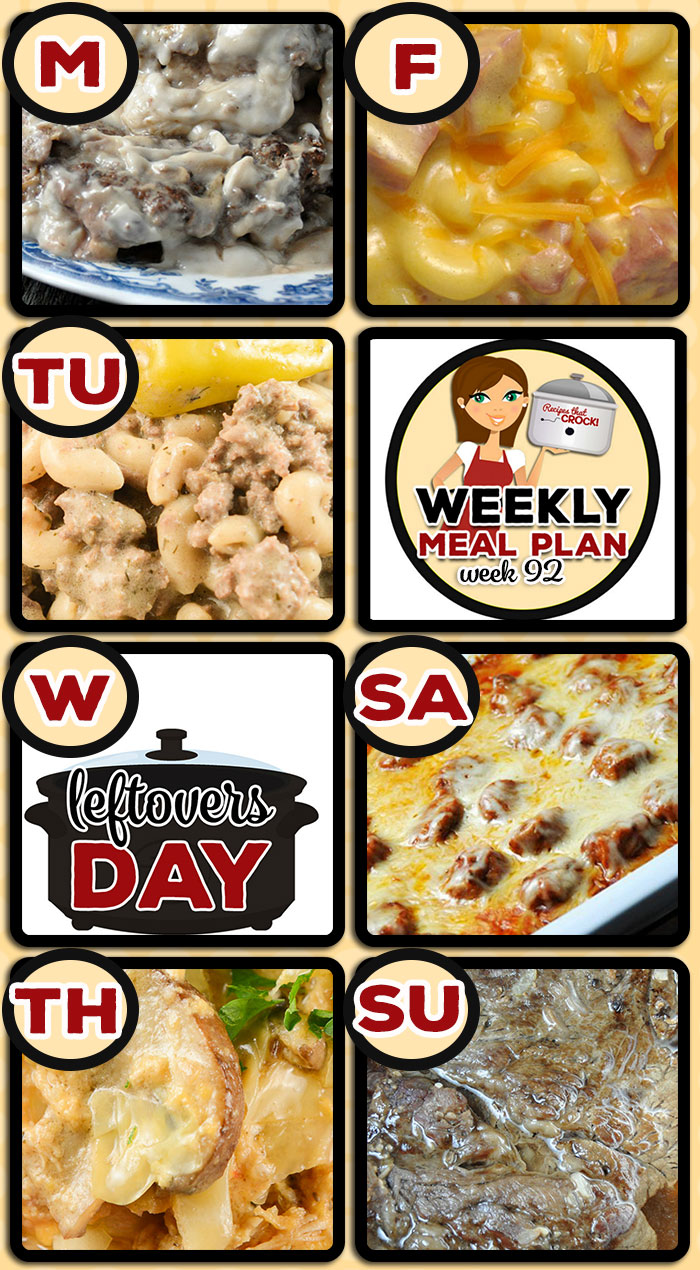 This week's weekly menu featuresย Instant Pot Salisbury Steak,ย Crock Pot Creamy Mississippi Beefy Mac,ย Crock Pot Hamburger Soup,ย Crock Pot Cheesy Chicken Cabbage Casserole (Low Carb),ย Crock Pot Ham and Cheese,ย Crock Pot Meatball Sub Casserole,ย Easy Instant Pot Roast,ย Crock Pot Pecan Pie Cake,ย Easy Crock Pot Cinnamon Cider andย Crock Pot Blueberry French Toast.